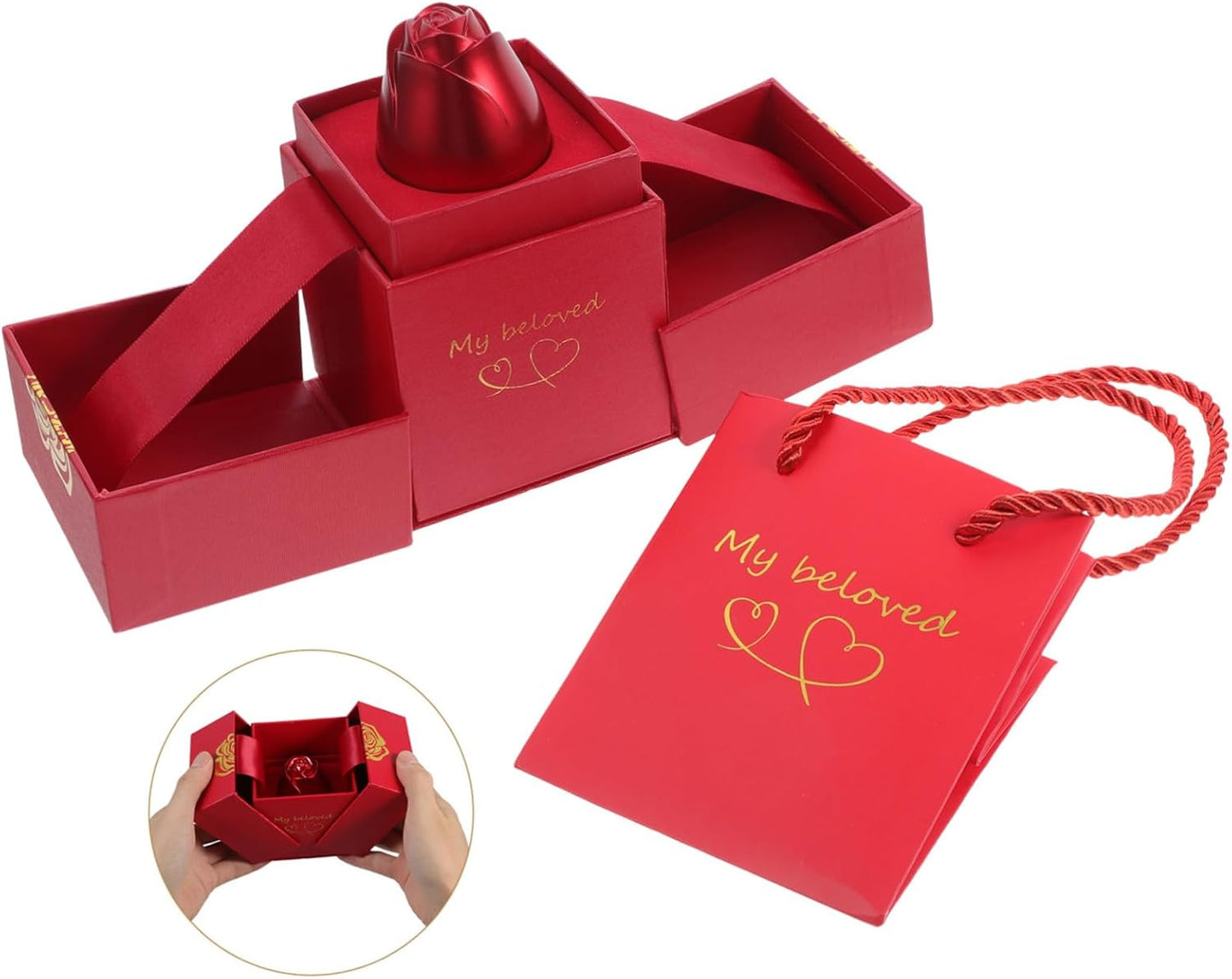 REGALO DÍA DE LA MADRE CAJA DE JOYERÍA CON FLOR Y MENSAJE ESPECIAL