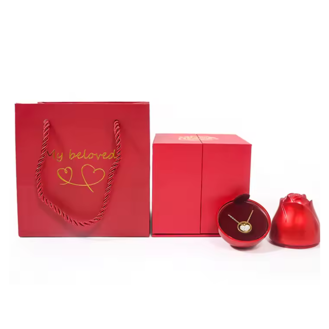 REGALO DÍA DE LA MADRE CAJA DE JOYERÍA CON FLOR Y MENSAJE ESPECIAL